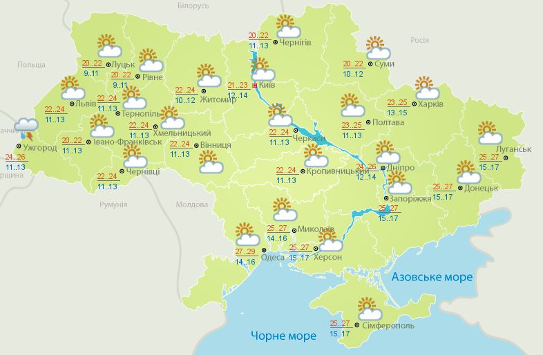 Прогноз погоды в Украине на 5 июля 2017 года