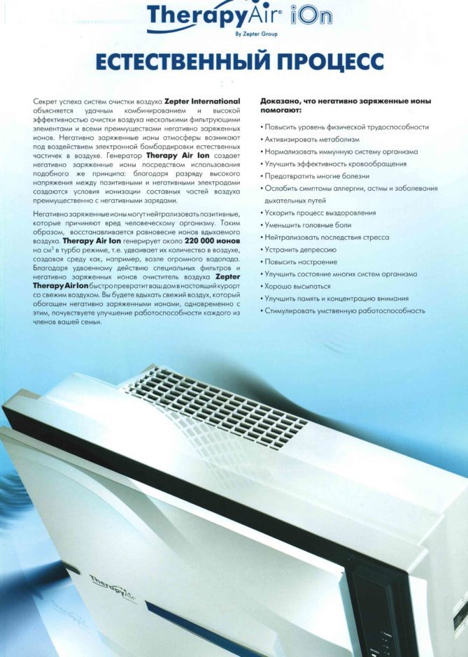 Система очистки воздуха с ионизацией от Цептер Zepter Херсон Украина