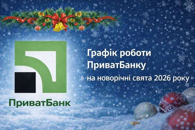Графік роботи ПриватБанку на новорічні свята 2026 року